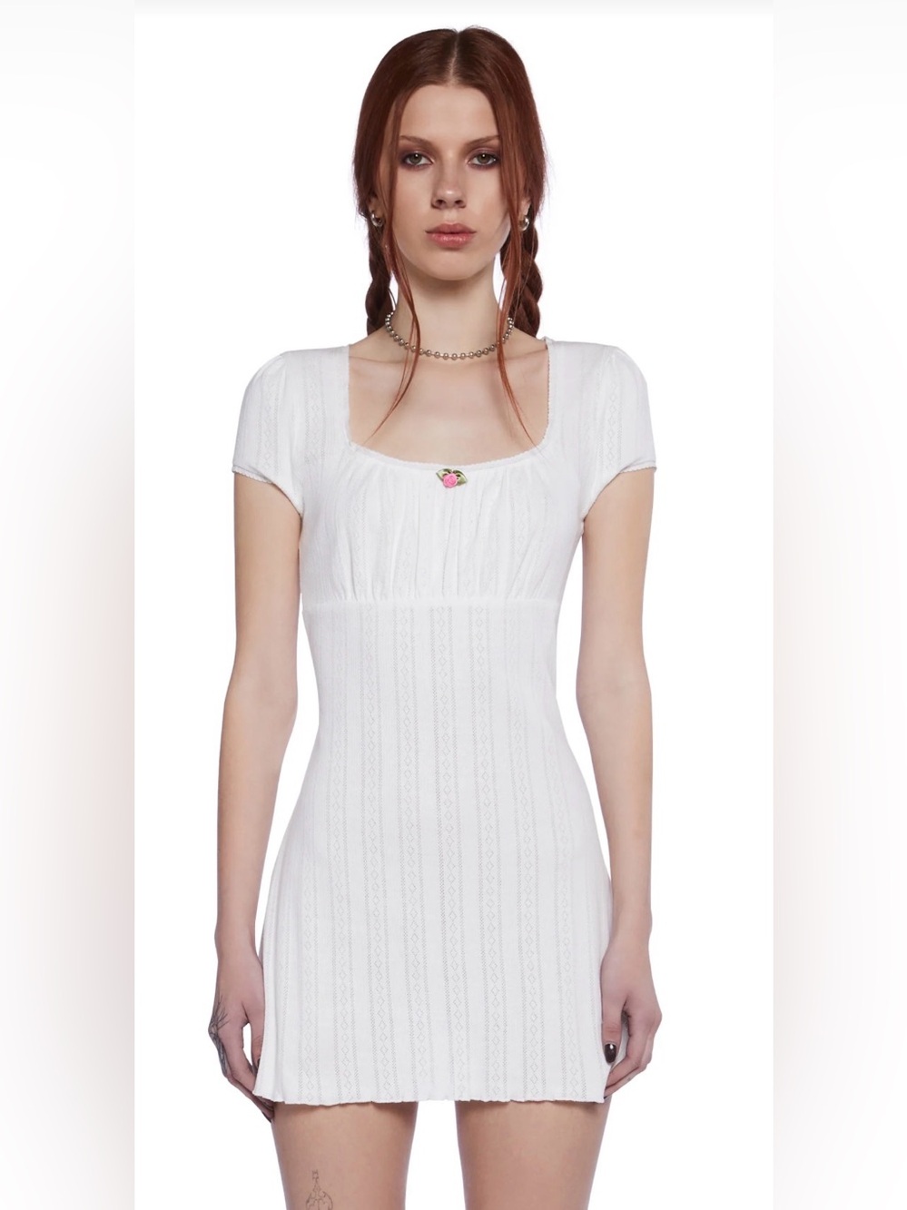 🖤dELiA*s WHITE POINTELLE TUNIC TOP/ DRESS SIZE S🖤